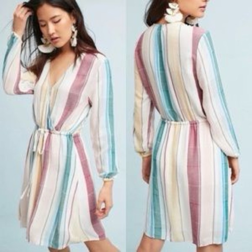 NWT Rails Multicolor Striped Long Sleeve BECCA Cusco Dress XS